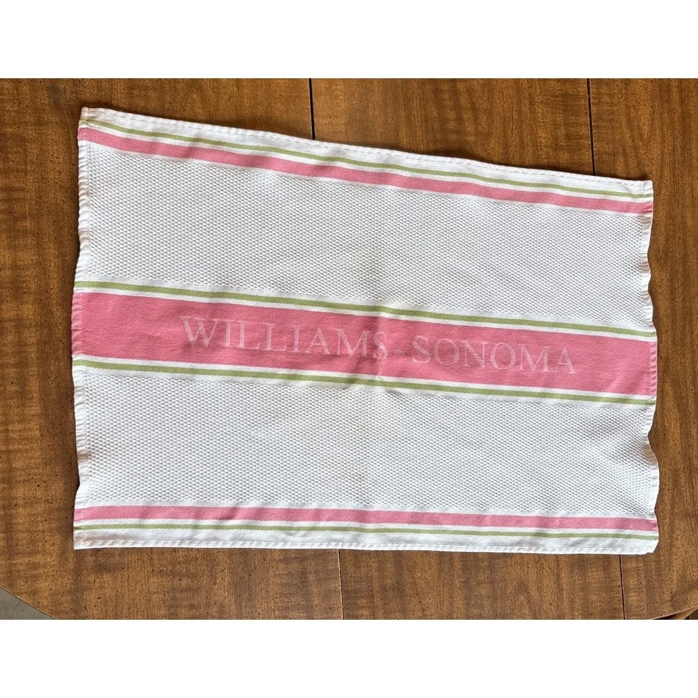Williams-Sonoma Green, White Pink WAFFLE 100% TURKISH Cotton‎ Dish Cloth 18x26